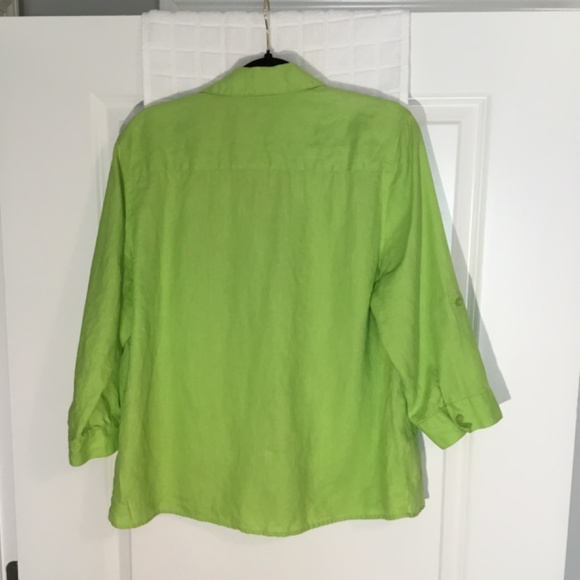 Kim Rogers Ladies Button Down Top Lime Green Size PXL - Picture 2 of 4